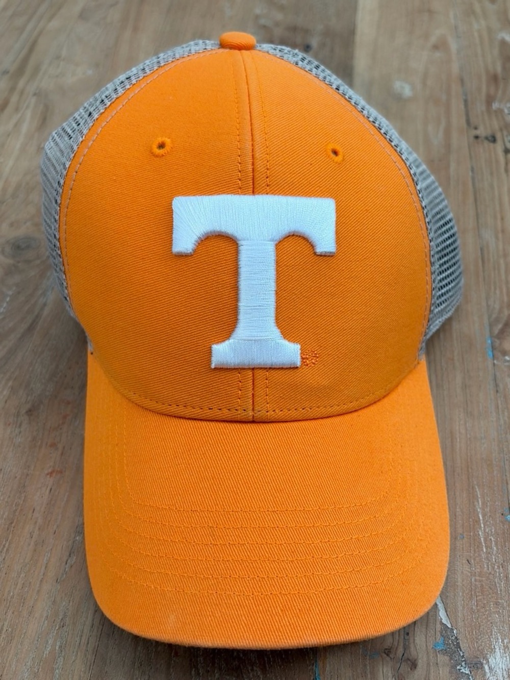 Orange Trucker Hat with White 'T' Patch